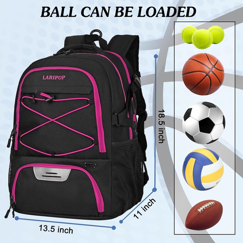 LARIPOP Basketball Backpack, Large Sports Bag with Ball Holder & Shoes Compartment, Basketball Bag for Soccer,Volleyball, - Image 5
